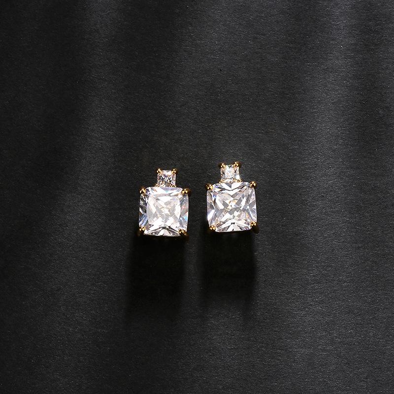 RAKOL Sapphire Color Geometric Square Zircon Stud Earrings for Women