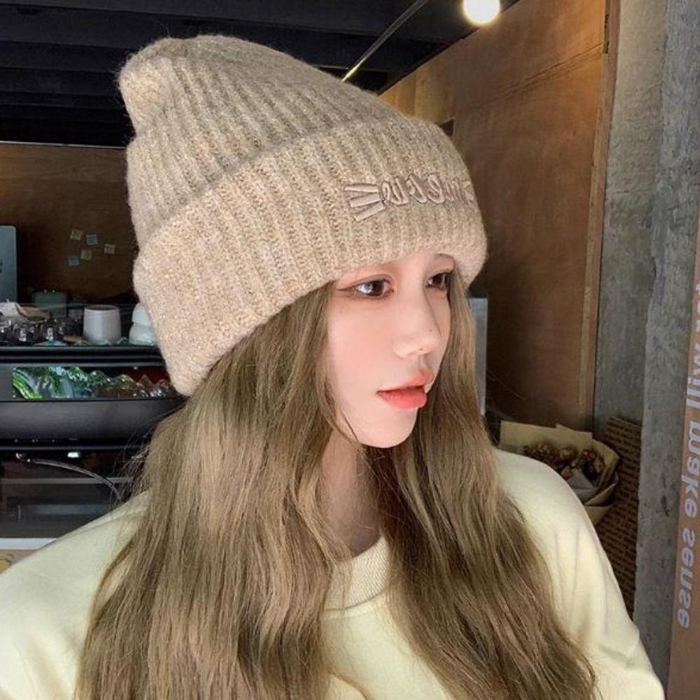 Multi Colors Knitted Beanies Solid Cute Warmer Bonnet New Female Beanie Caps Outdoor