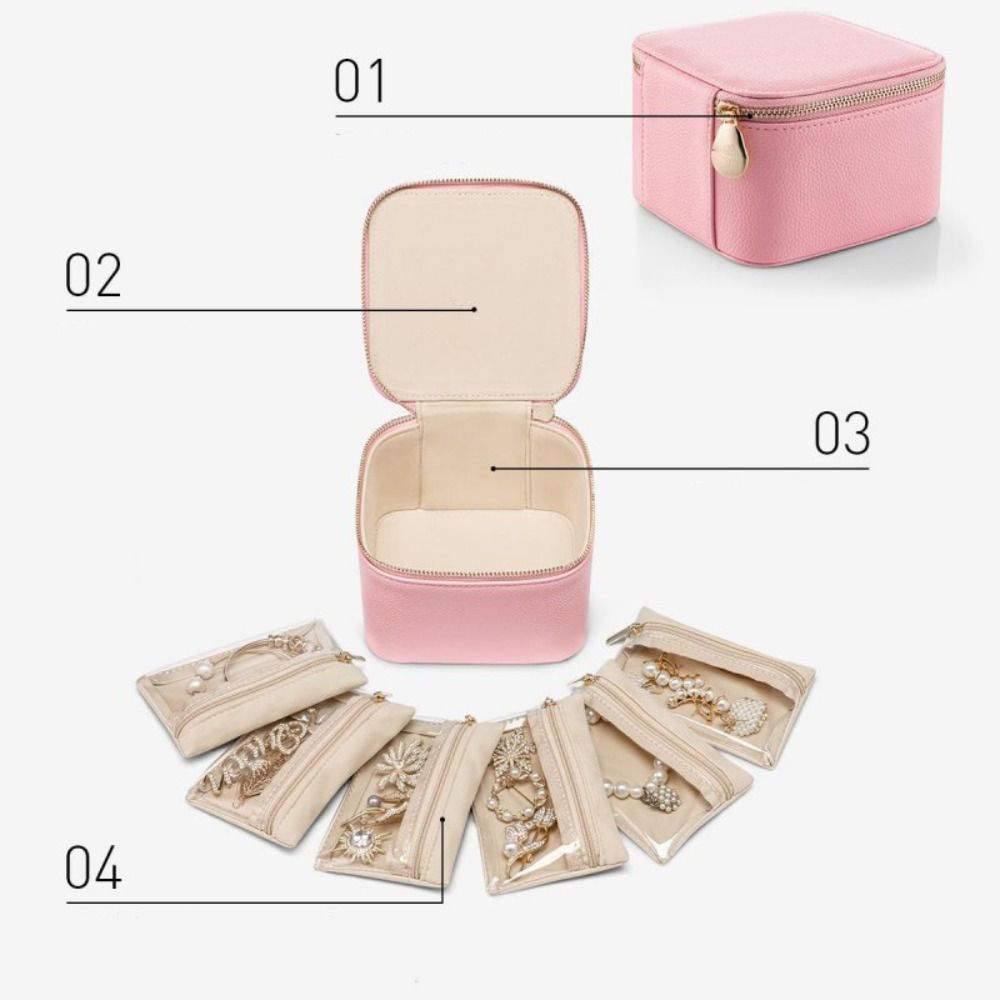 PU Leather Earring Storage Case with Small Pouches Jewelry Packing Bag Simple Jewelry Box  Ring