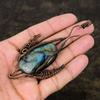 Labradorite Handmade Copper Wire Wrap Jewelry Pendant 4.14" E1B90
