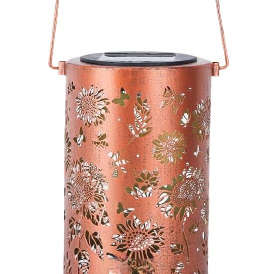 Decorative Garden Lights Solar Powered Waterproof Metal Floral Outdoor Lanterns Pattern Warm Glow Ambient Light