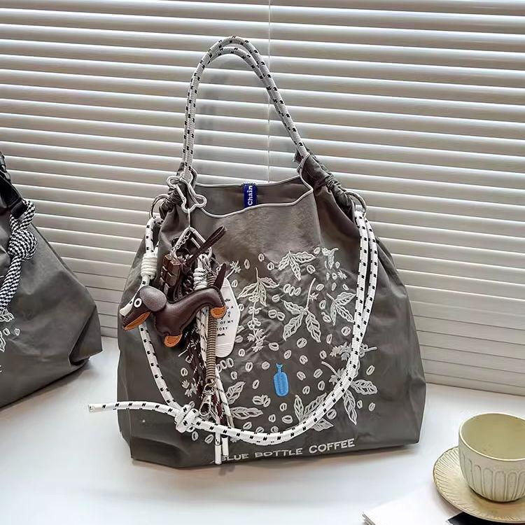 Модная нейлоновая эко-сумка-тоут большой вместимости с вышивкой в японском стиле - Универсальная сумка для поездок на работу, ручная/на плечо/через плечо