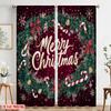 2pcs,2D Plane Printing Light Filtering Curtains Christmas Party7 (3) Versatile Fabric (without Rod) Art Deco Festive Perfect for