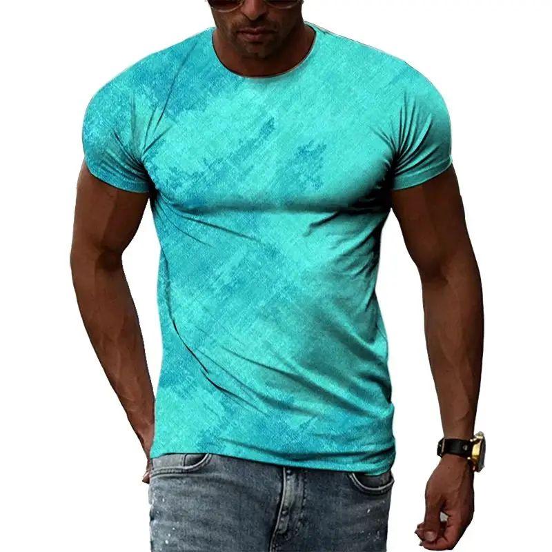 Летняя мужская повседневная модная футболка с нерегулярным узором с 3d принтом и круглым воротником с коротким рукавом, уличная свободная одежда больших размеров, дышащий топ