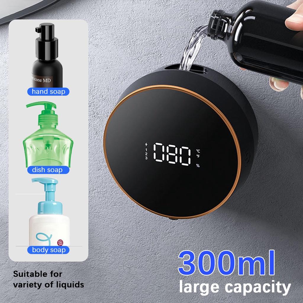 Настенный бесконтактный автоматический дозатор пены для мыла, дезинфицирующее средство для рук, жидкий быстрый пенообразующий насос с цифровым дисплеем температуры