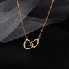 Simple Double Heart Pendant Necklace for Women Couple Stainless Steel Choker Gold Color Chain Wedding Party Friends Jewelry Gift