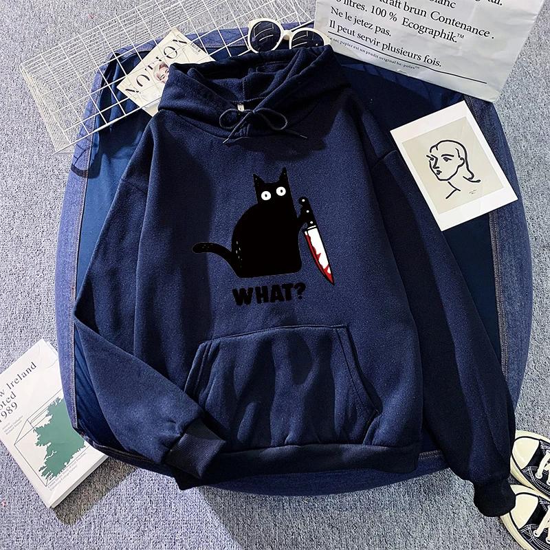 Cute Cat Print Hoodie for Woman 2025 Hot Sale Hooded Long Sleeve Pullover All Season Girl Home Outdoor Comfort Casual Sweatshirt