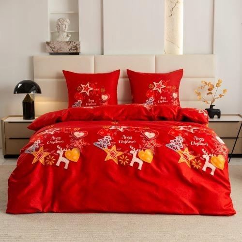 Christmas bedding set, cotton satin, 160x200 + 2x70x80, Christmas tree, bubbles