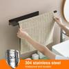 Stainless Steel Towel Bar Home Double-pole Paper Roll Rack Towel Rack Bathroom Kitchen Storage Rack Single-pole Towel Bar Set