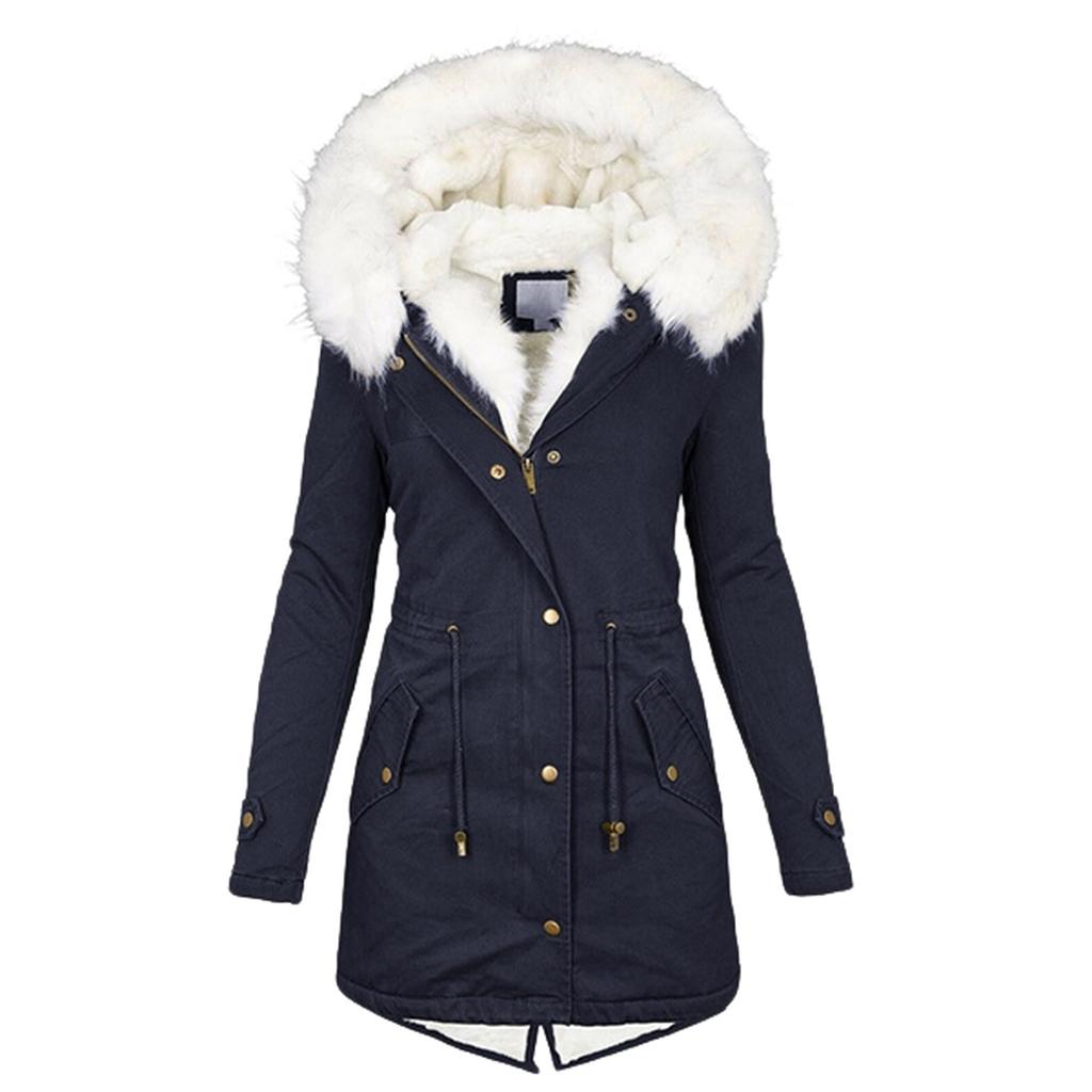 Women's Winter Padded Thickened Hooded Cotton Coat Mid-length Model Thin Warm Jacket