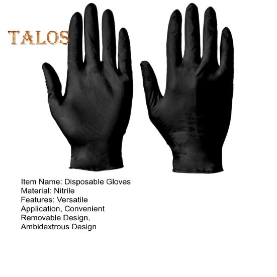 100Pcs Black Nitrile Disposable Gloves Medical Exam Latex Powder-Free Food Safe Textured Fingertips Anti-Slip Design Thick Gloves for Beauty Tattoo