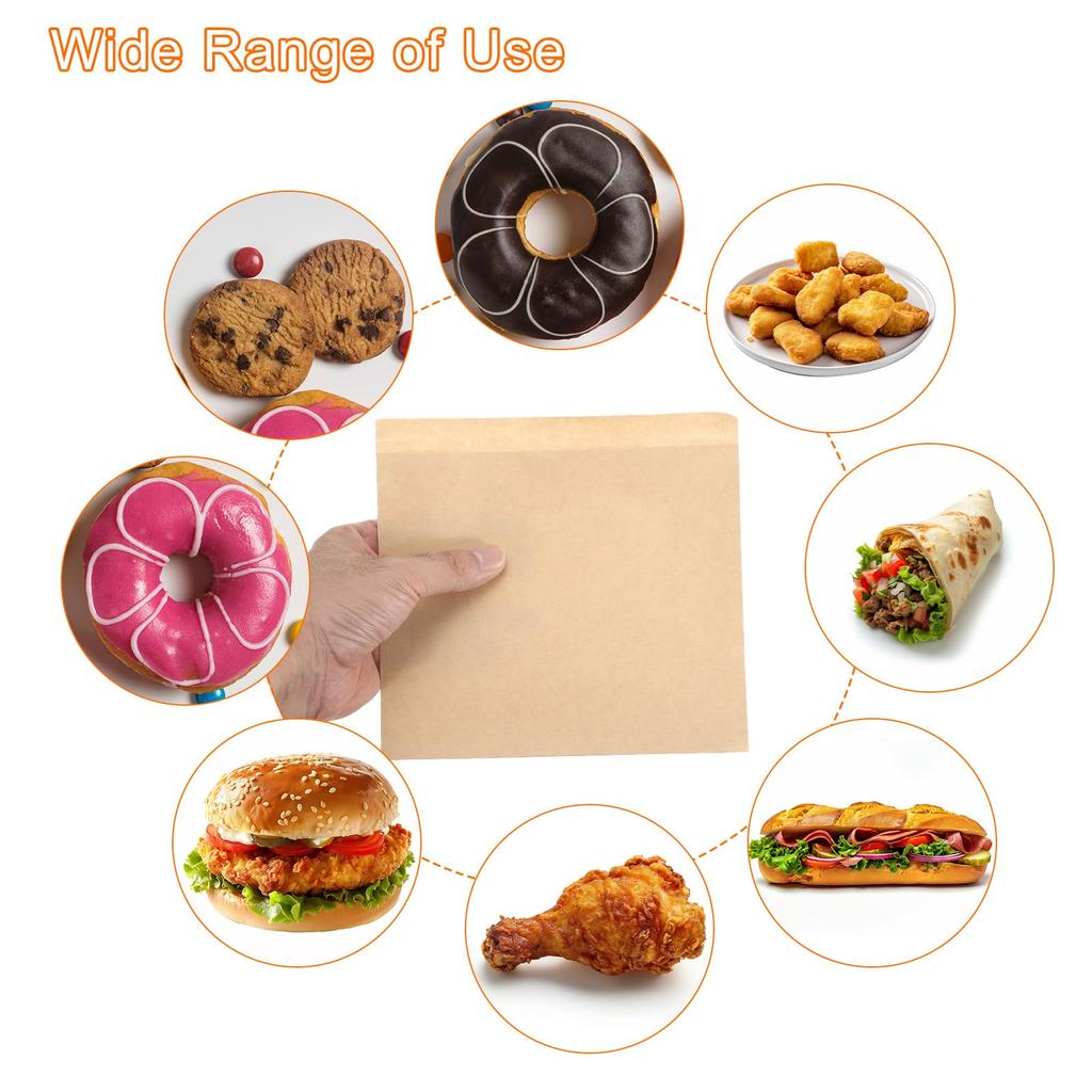 Uxcell Крафт-бумага Сэндвич Жиронепроницаемая бумага Бумага для печенья Пакеты для перекуса и ланча для дома пекарни 20 x 15 400 штук Пакеты, Пакеты, Пакеты, Хлеб, см, Коричневый,