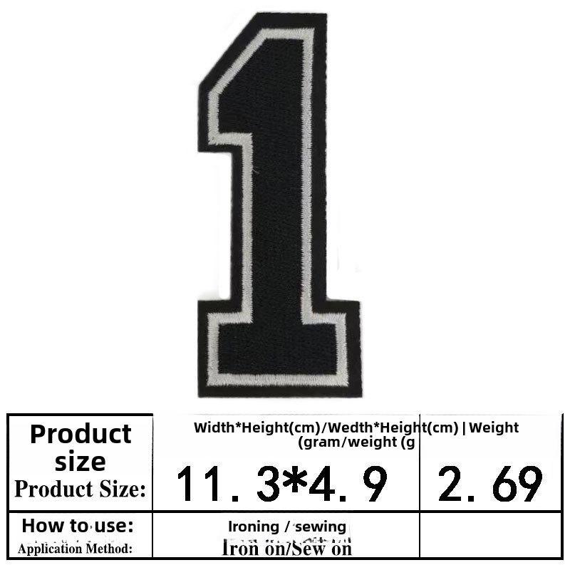 Полная вышивка алфавита и цифр на тканевой нашивке - большой значок из джерси