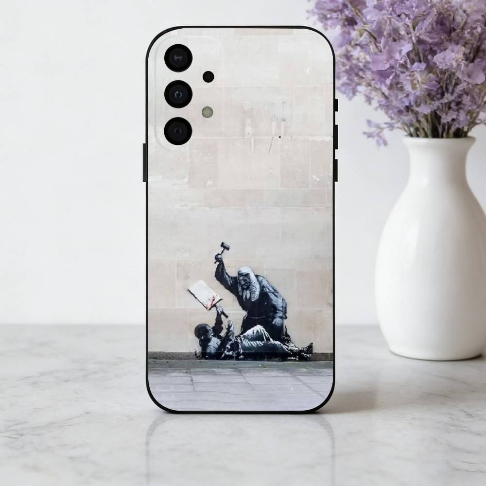 S-Street Art B-Banksy G-Graffiti Phone Case For Samsung Galaxy A73,A72,A71,A70,A53,A52,A51,Soft Silicone Black Cover
