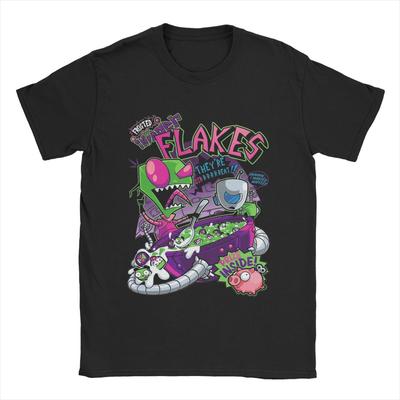 Новинка Захватчики Флейкс Футболки Invader Zim для Мужчин 100% Хлопок Футболки с Коротким Рукавом Футболка Одежда с Графическим Принтом