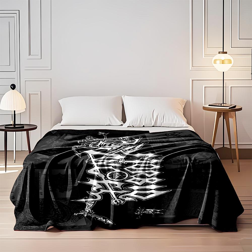 Gothic Skeleton and Bat Pattern Blanket, Flannel blanket for bedroom, living room, sofa, and nap sofas.