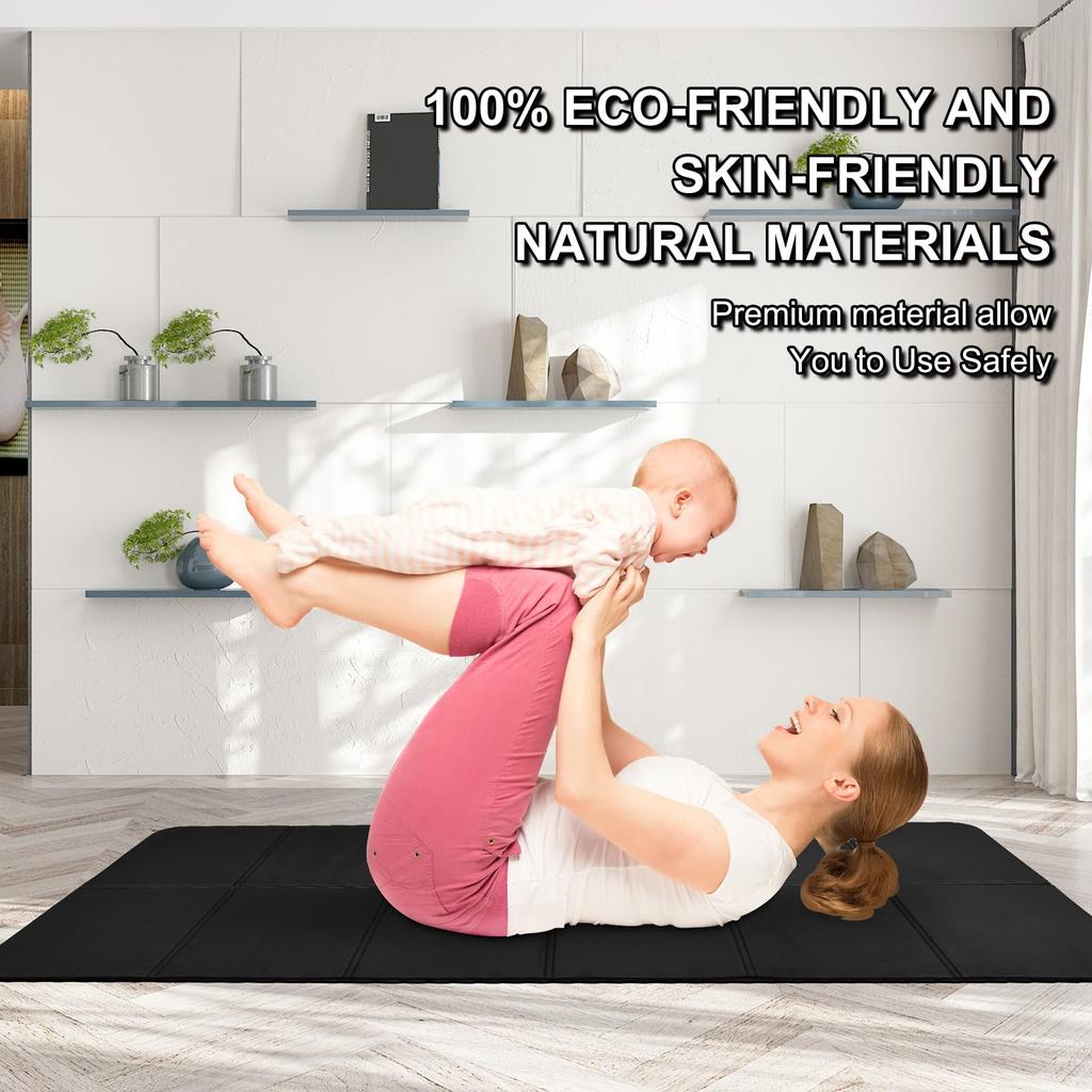 Iodoo Foldable Yoga X X Extra Thick and Foldable Yoga Mat for Travel with Canvas Carry TPE Exercise Pilates Mat Mat, 72"L 32"W 0.32", Wide, Bag,