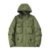 Young Men's Casual Hooded Large Size Jacket Outdoor Tooling Multi-Pocket Loose Windproof Jacket