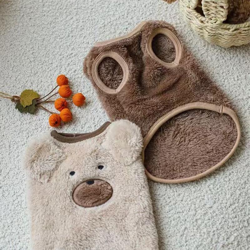 S-3XL Autumn Winter Pet Dog Clothes Brown Beige Fleece Warm Vest Pet Clothes For 1.5-11.5 kg Small Medium Dogs Cats