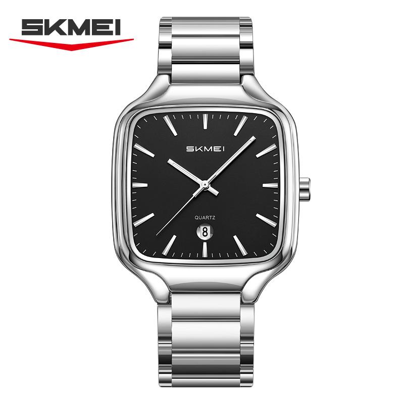 SKMEI 9366 Fashion Mens Watch Quartz Stainless Steel Band Luxury High-end Waterproof Date Display Business Casual Clock Relojes