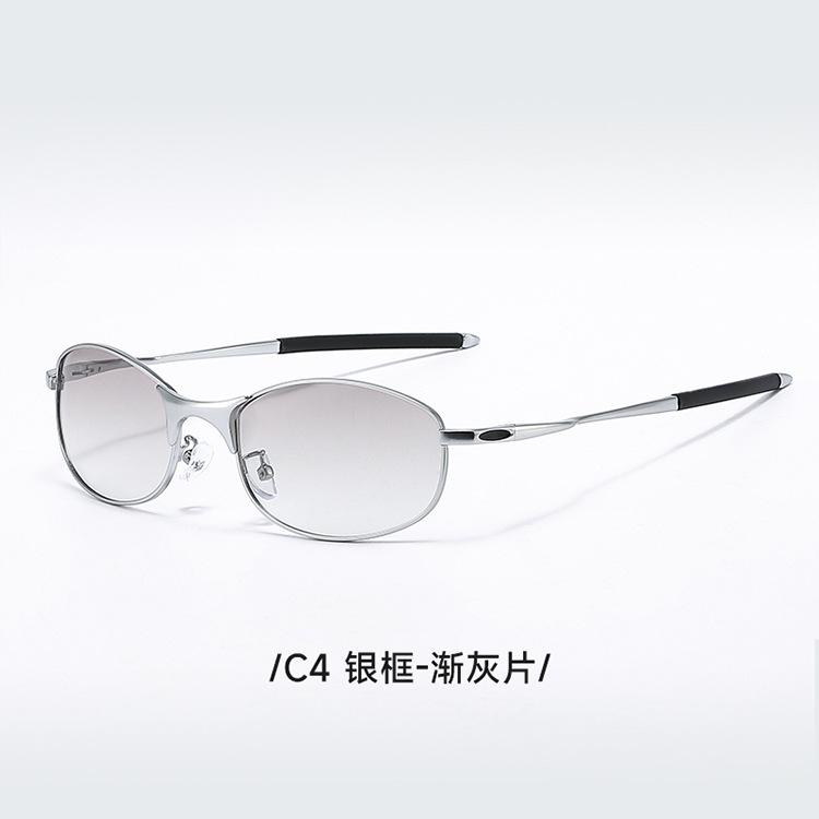 Small Brown Mirror Retro Niche Y2K Curved sunglasses, millennial-style street photography, futuristic sunglasses35055