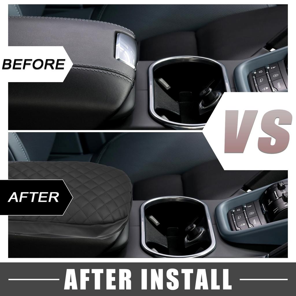 ABSOPRO Car Center Console Armrest Cover, 43x22 cm, Center Console Protective Cover for Toyota Rav 4 2019-2023, Faux Leather, Black