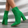 Ботильоны Chelsea женские 2024 новые осенне-зимние вельветовые сексуальные остроносые зеленые туфли на высоком каблуке модные женские туфли на молнии туфли-лодочки Botas