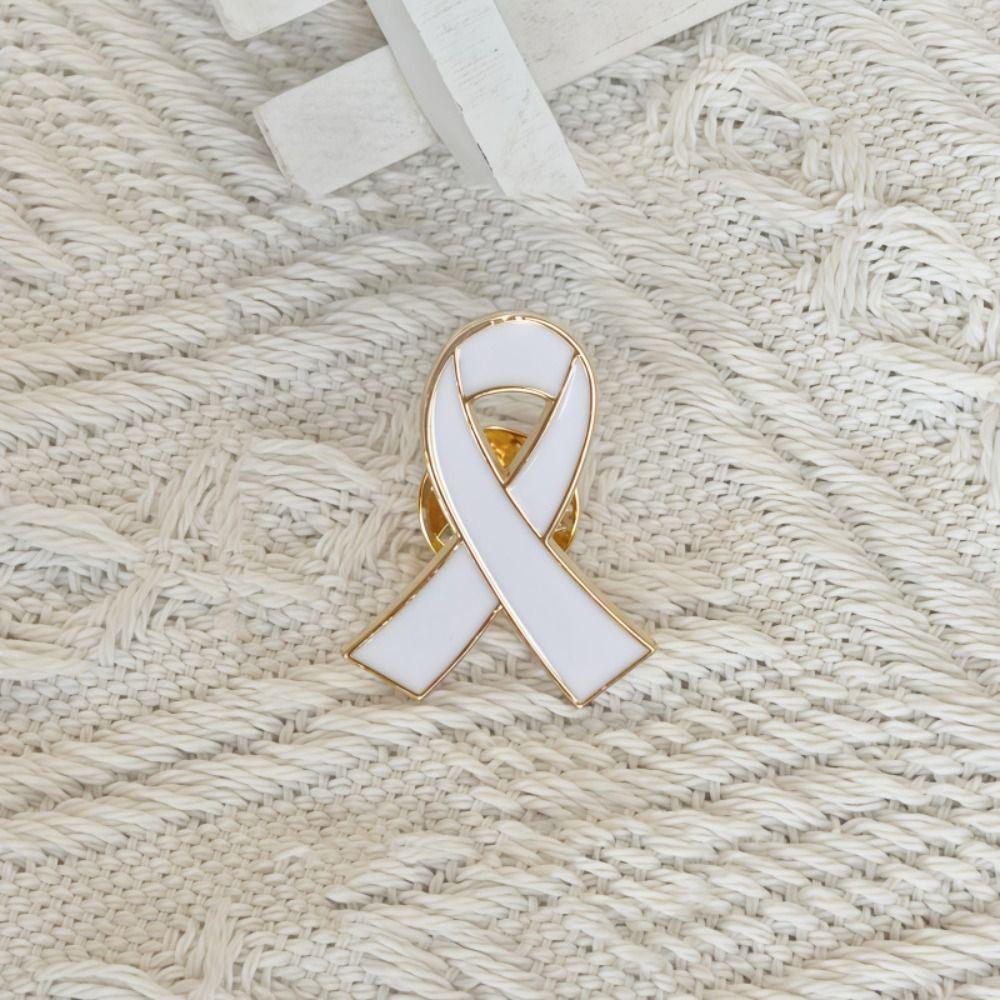White Funeral Ribbon Badge Brooch Awareness Black Bow Brooch Pin  Brooch Accessories
