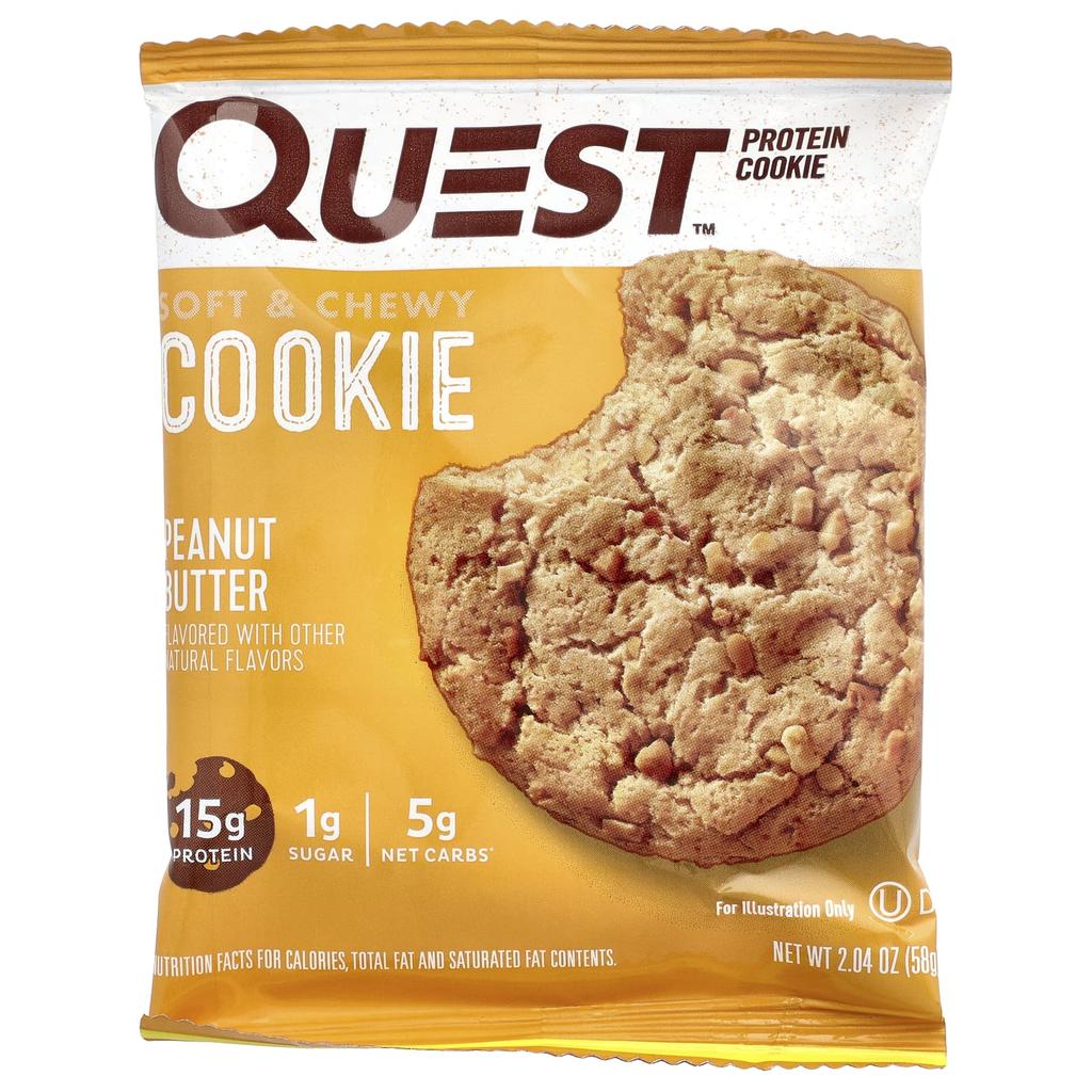 Quest Nutrition Protein Cookies, Peanut Butter, 4 Packs, 2.04 Oz (58 G) Each