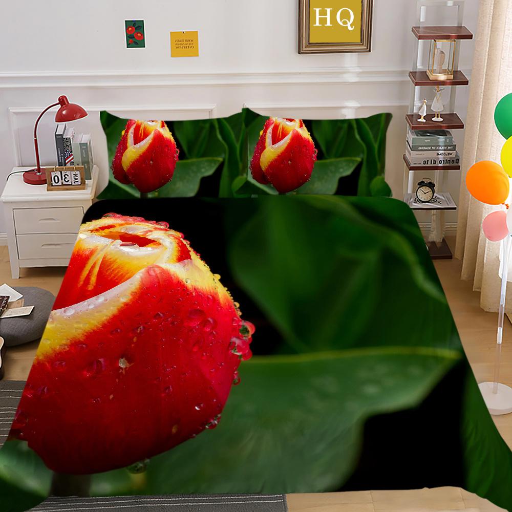Комплект постельного белья с 3D-цветочным принтом, двойной размер, домашний комплект постельного белья из микрофибры, модный комплект высокого одеяла