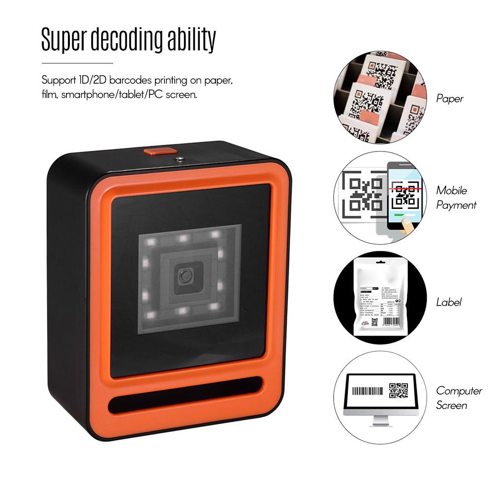 Aibecy Hands-free USB Проводной 1D 2D QR-сканер баркодера Настольный компьютер