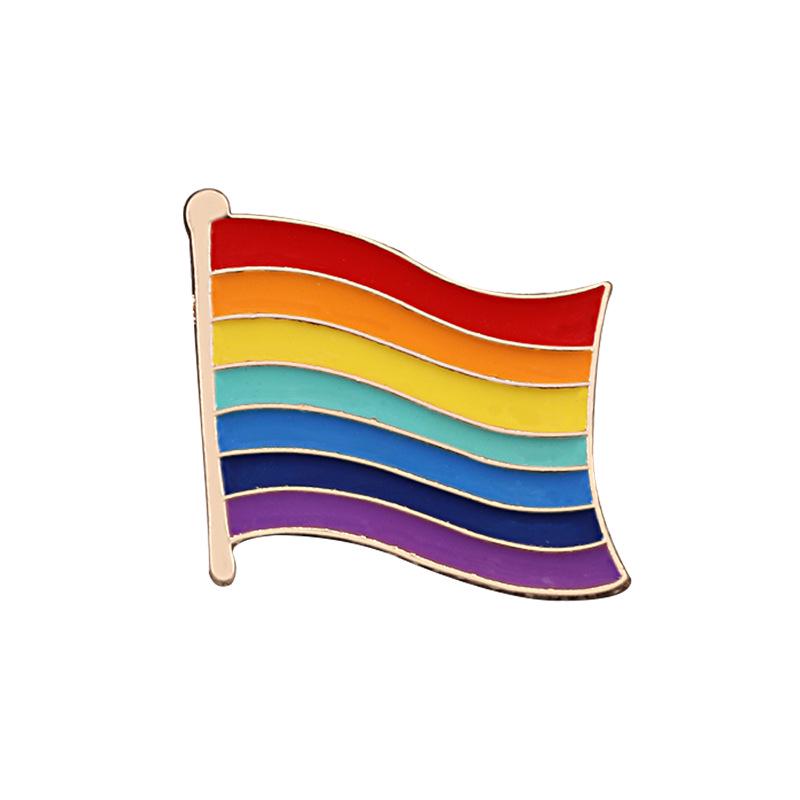 Металлическая брошь-бутоньерка «Шестицветная радуга» для пальто, шляп и рюкзаков