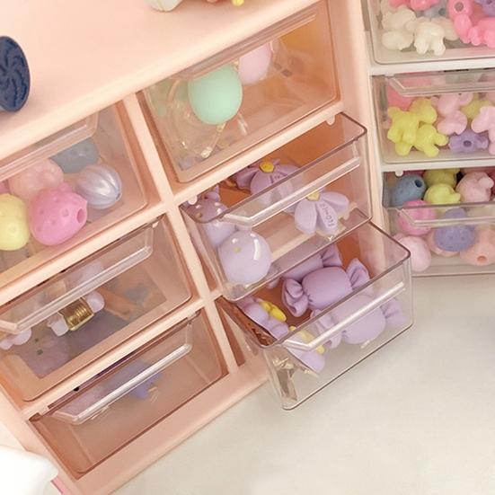 Convenient Cosmetic Storage Box Transparent And Visible Organization 3 Colors Mini Compact 6/9 Drawers Storage Container for Home