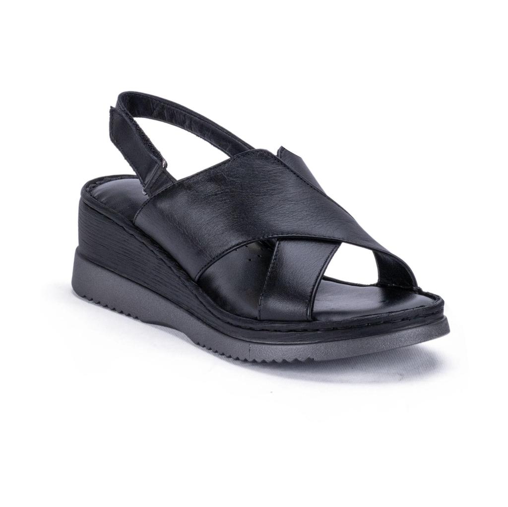 Женские удобные повседневные сандалии из натуральной кожи на танкетке с анатомическим каблуком