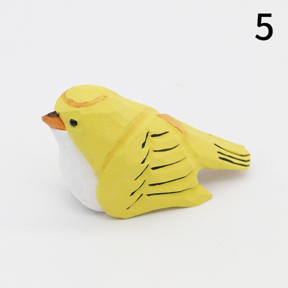 Handmade Small Bird Ornament Cute Wooden Bird Figurine Creative Wood Carving Bird Children's Toys