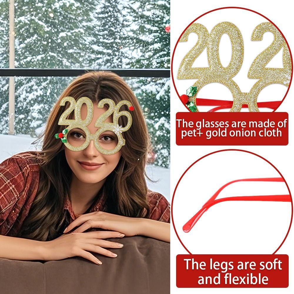 Sequin 2026 Happy New Year Headband Sweet New Year Decorative Glasses  New Year Dress Up