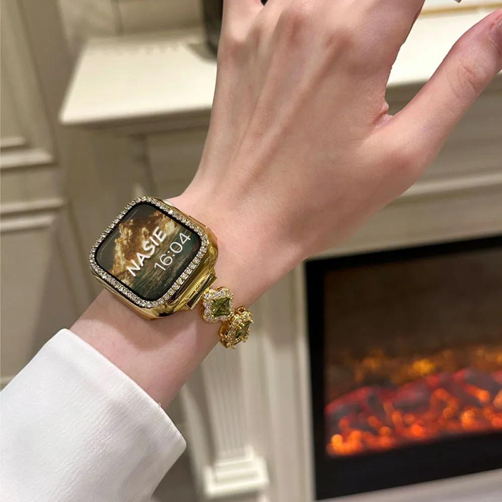 Блестящий тонкий чехол с бриллиантами «Четырехлистный клевер» для Apple Iwatch Series 9 7 8 6 5 4 Ultra 2 Watch Series 49 мм 38 мм 40 мм 41 мм 44 мм 45 мм