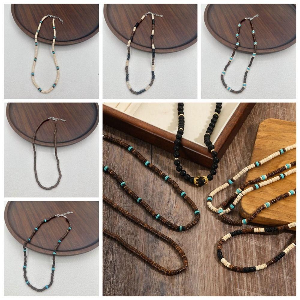 Ювелирные аксессуары Кокосовая ракушка Ожерелье Бохо Деревянный чокер Бирюза Ожерелье из бусин Подарок