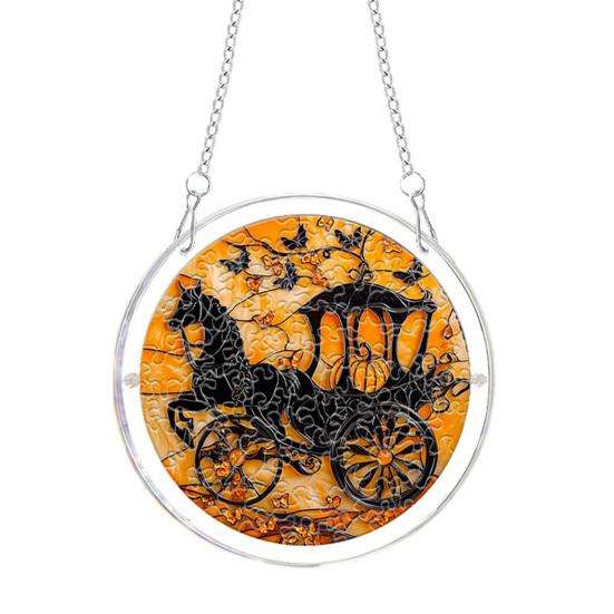 yangyizhi Halloween Acrylic Puzzle Suncatcher Window Hanging,7.87 Inch Sun Catcher Decoration Ornament, Ideal for Gifting and Home Decor