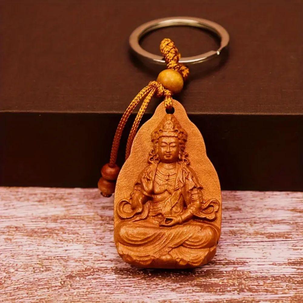 Брелок Авалокитешвара из персикового дерева, брелок с лотосом Шакьямуни, брелок с лотосом Авалокитешвара, подарок