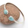Larimar Gemstone Браслет ручной работы из стерлингового серебра 925 пробы Твердые украшения