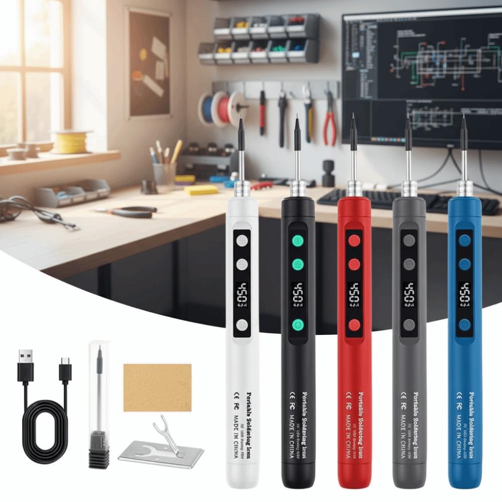 Регулируемый USB-паяльник с подогревом, цифровой дисплей, электрический паяльник, 5 В/15 Вт, зарядка от литиевой батареи