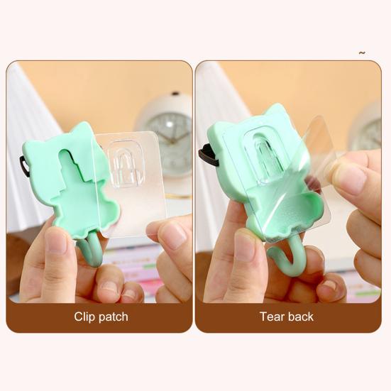 1 Pair Home Hook Organizer Cartoon Cat Style DIY Round Hook Waterproof Moisture-Proof Kitchen Hanger