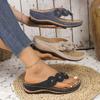 Fashion Fashion Flower Decor Wedge Flip Flops Women 2025 Summer Clip Toe Beach Slippers Woman Comfortable Non Slip Casual Slides Sandals