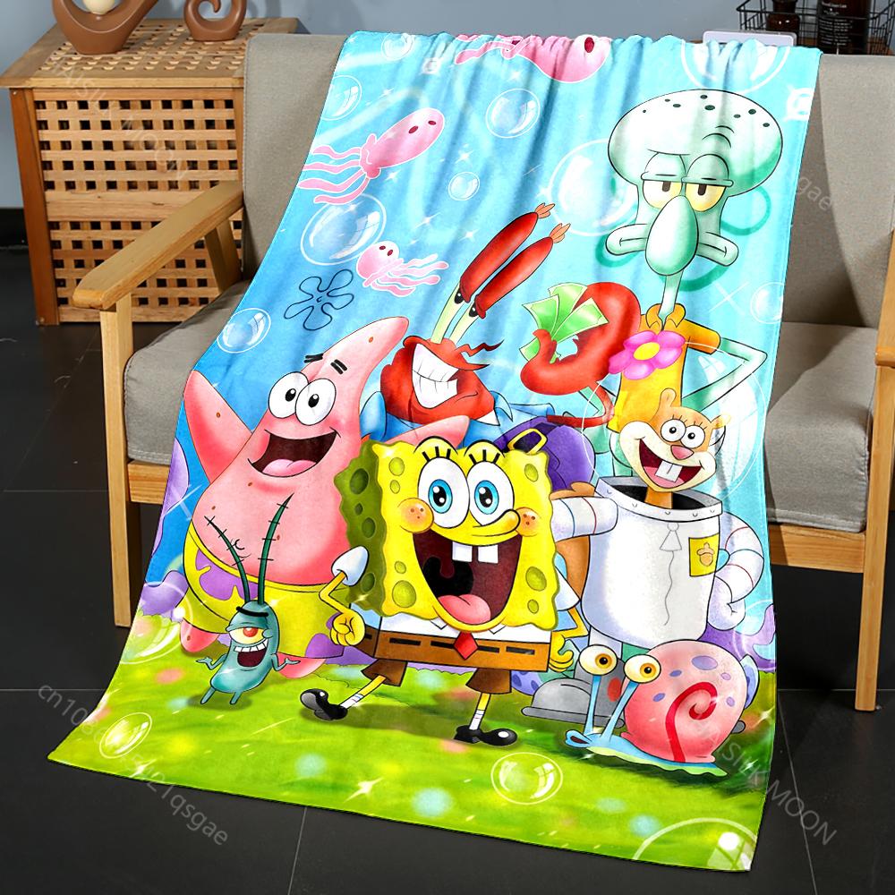 3D SpongeBob Cartoon Blanket - Ultra Soft & Cozy Gift for Mom and Daughter Present,Warm Lightweight Throw for Bed,Couch & Travel