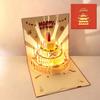 New 3D Happy Birthday Card Four-Layer Birthday Cake with Envelope Musical Light Greeting Card Pop Up Foldable Gift Card