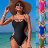 Sexy Solid Slim Lace Up Bikinis Women Swimsuit High Waist Backless Beach Bikinis Summer Swimwear One Piece Swimsuit