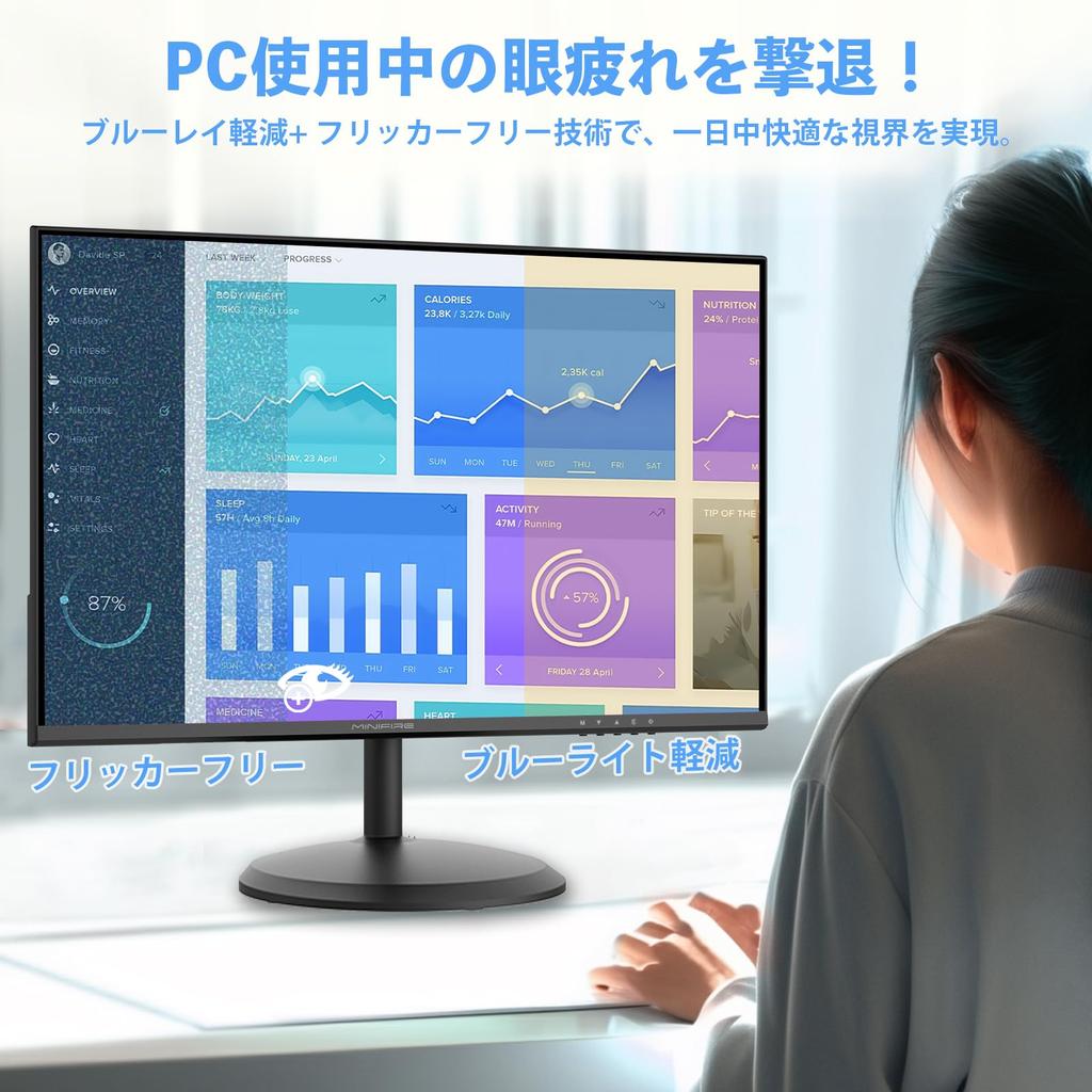 Minifire PC 120Hz Full VESA HDMI Blue Light Adjustable Warranty Cable Included 21.5-inch Monitor, HD, Anti-Glare, Compatible, Frameless, 2, Reduction,