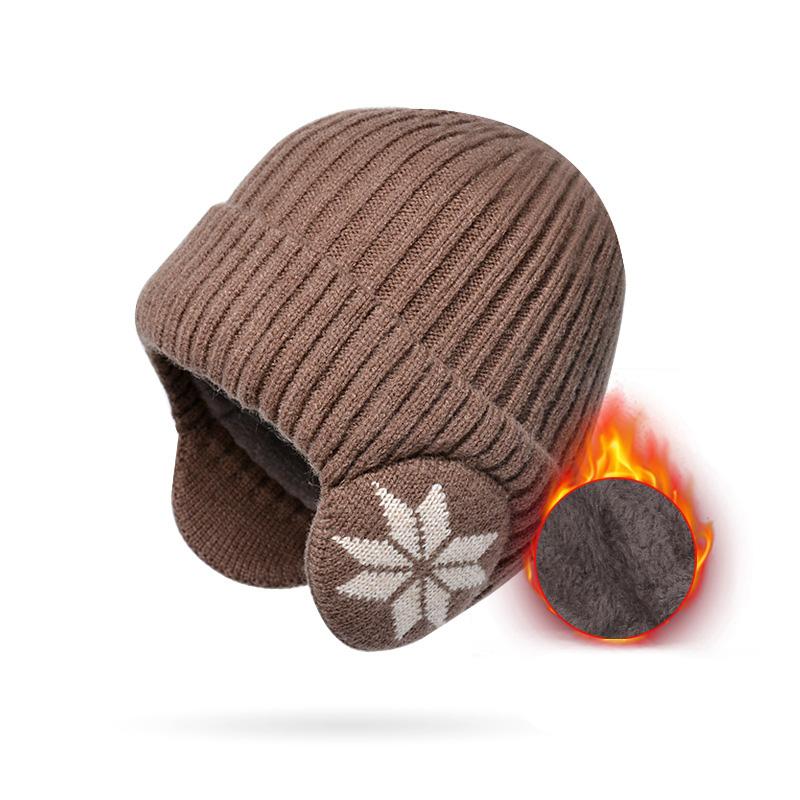 Women Winter Warm Knitted Wool Hat Plush Thickened Hat Outdoor Cycling Ear Protection Cap