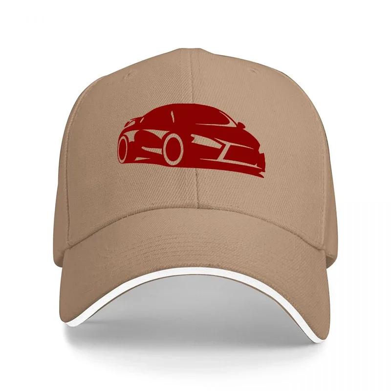 Red Sports Car Logo Black Baseball Cap with White Trim Classic Adjustable Fit for Automotive Enthusiasts and Streetwear Fans